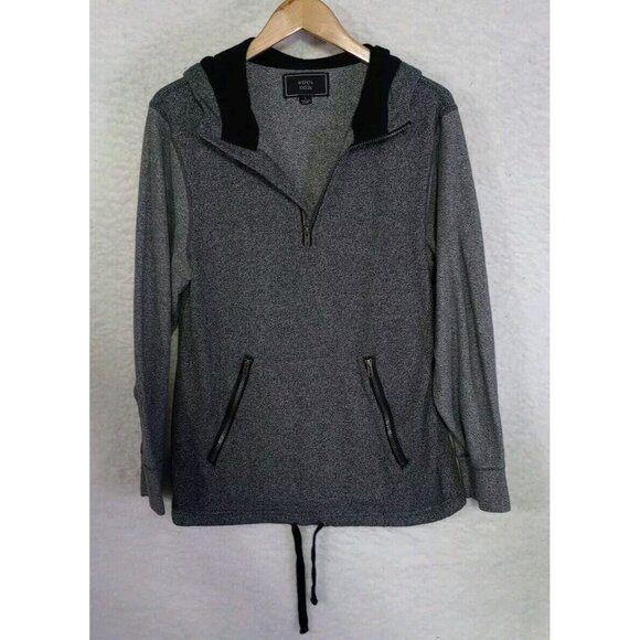 Morse Code 1/4 Zip Long Sleeve Hoodie Hooded Zippered Pockets Gray Men's L - Picture 9 of 11